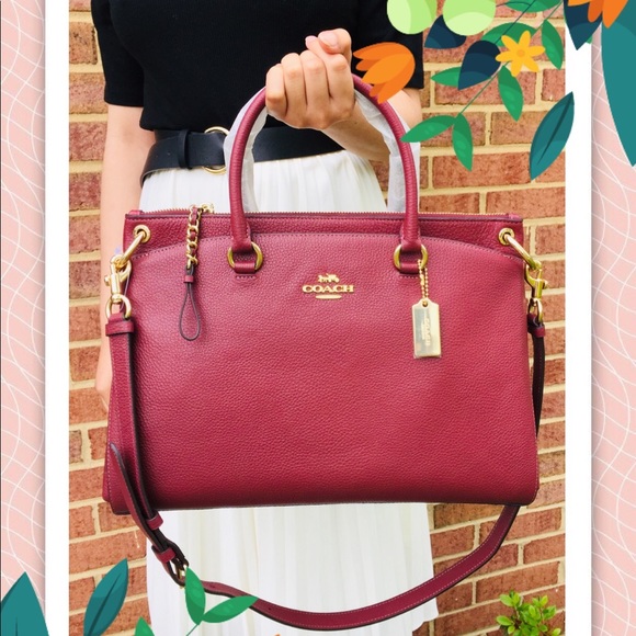 Coach Handbags - NWT Coach Wine Mia Satchel Crossbody Handbag